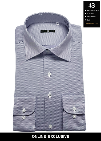 4S Non-iron Shirt (Navy-Gray)