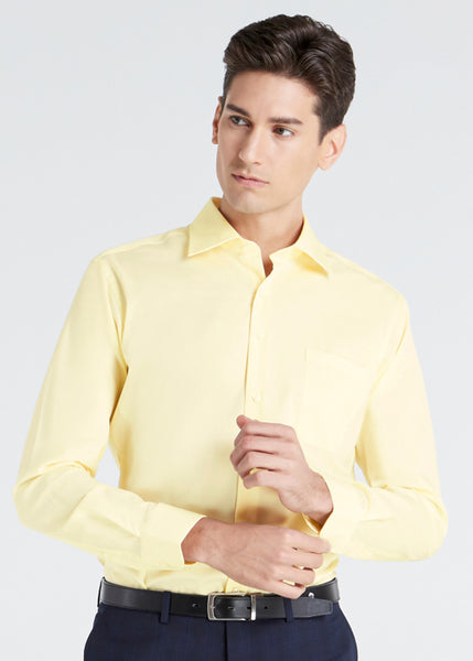 Wide Spread Plain Shirt (Yellow)