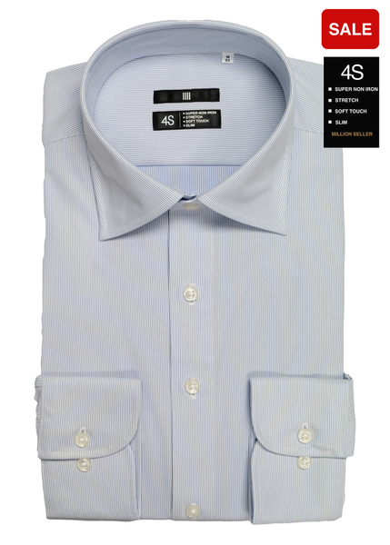 4S Non-iron Stripe Shirt (Blue)