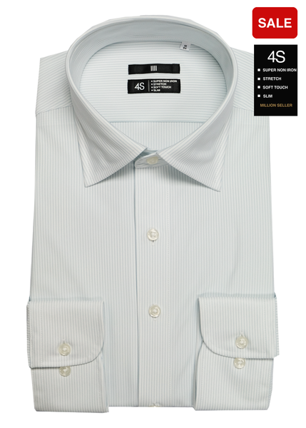 4S Non-iron Stripe Shirt (White/Green)