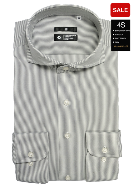 4S Non-iron Stripe Shirt (White/Gray)