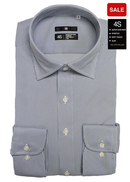 4S Non-iron Stripe Shirt (Blue)