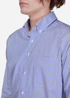 Button Down Stripe Shirt (ฺBlue)