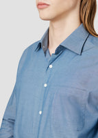 Wide Spread Plain Shirt (Blue)