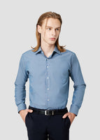 Wide Spread Plain Shirt (Blue)