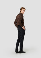 Wide Spread Plain Shirt (Brown)