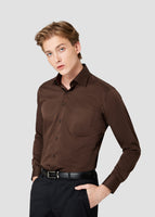 Wide Spread Plain Shirt (Brown)