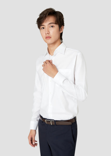 Wide Spread Twill Shirt (White)