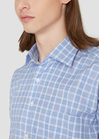 Wide Spread Check Shirt (Blue)