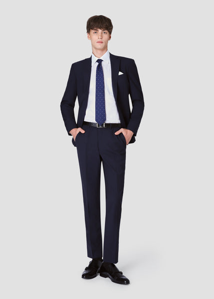 Glen Check Stretch Suit (Navy)