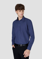 Wide Spread Plain Shirt (Dark Navy)