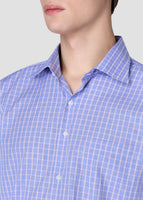 Wide Spread Check Shirt (Blue)