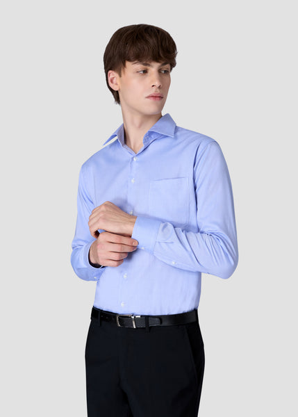 Wide Spread Dobby Shirt (Blue)