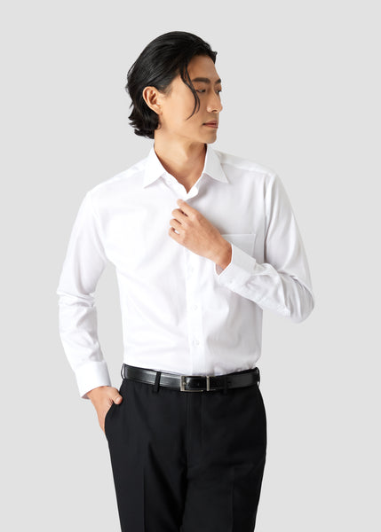 Wide Spread Dobby Shirt (White)