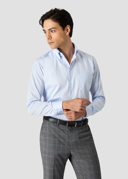 Button Down Plain Shirt (Blue)