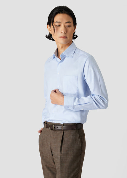 Wide Spread Geometric Shirt (Blue)