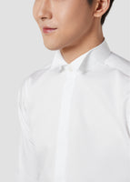 Wing collar Plain shirt (White)