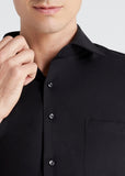 Wide Spread Plain Shirt (Black)