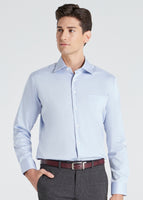 Wide Spread Plain Shirt (Blue)