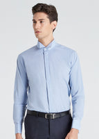 Wing Collar Plain Shirt (Blue)