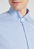 Wing Collar Plain Shirt (Blue)
