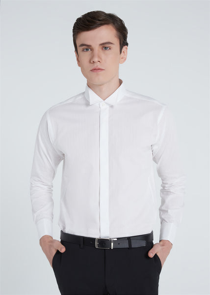 Wing Collar Dobby Shirt (White)